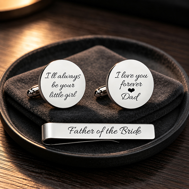Tie Bar Set Gift - Paslanmaz Çelik Düğme ve Kravat Barı